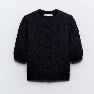 Zara - Cable knit cardigan - Navy Blue - Size Small - NWT